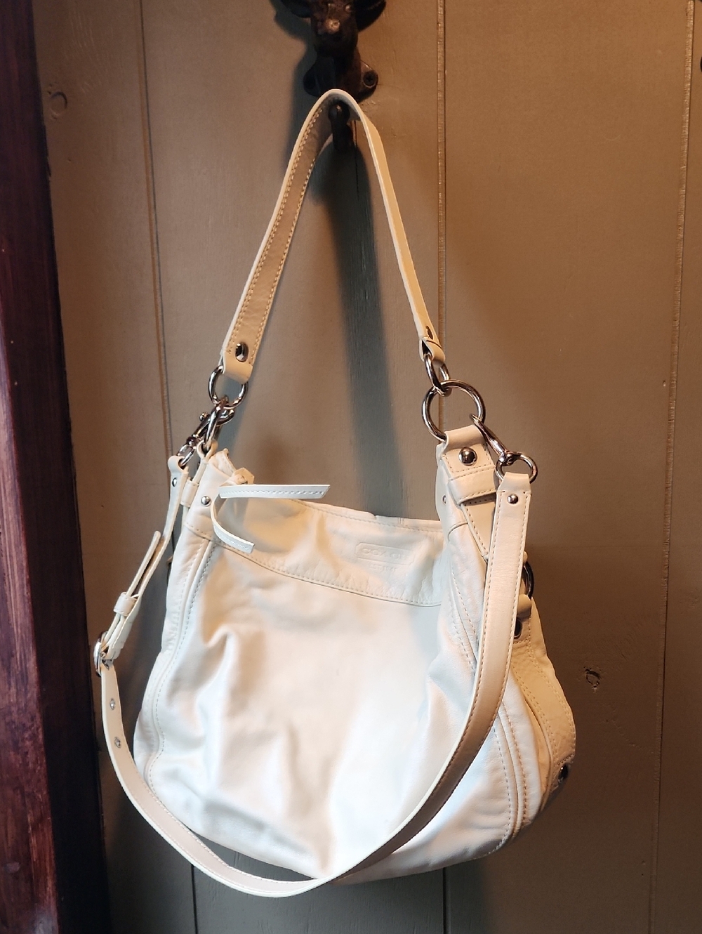 Coach leather Zoe hobo shoulder & Crossbody bag with silver-tone hardware